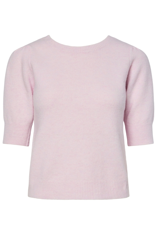 PCFUNIA SS O-NECK BOW KNIT TOP D2D 17161141 PINK TULLE